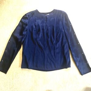 Jason Wu Collection Navy Split Neck Blouse